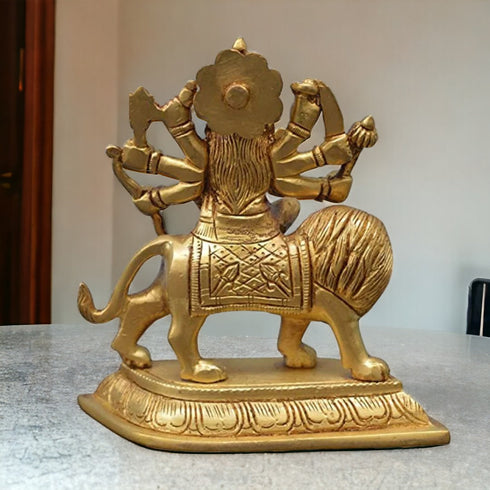 Tamas Brass Handcrafted  Ambe/Durga Maa Idol Murti for Mandir Statue / Idol with Antique Finish (Pack of 1)